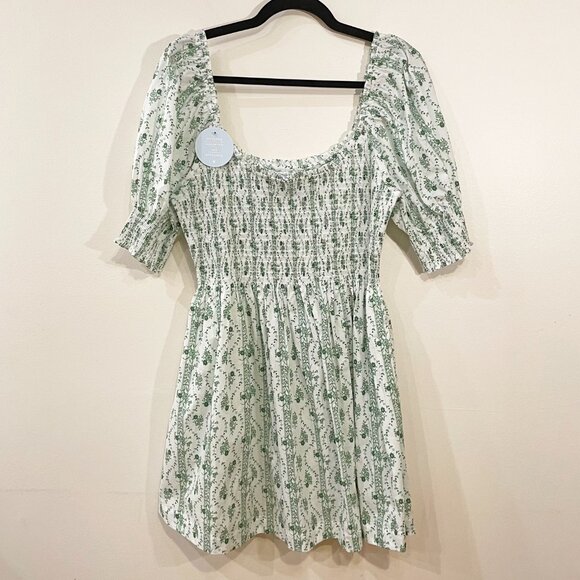 Last Chance! New Hill House Naia Cotton Nap Mini Dress Green Vine XL - Picture 4 of 10